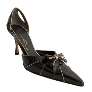 Alexandra Neel Patent Leather Point-toe Heels Brown 38